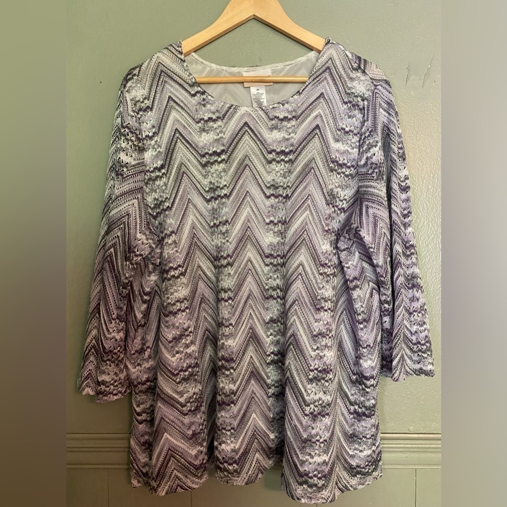 Alfred Dunner Womens Plus size 2X chevron pattern 3/4 sleeve fully lined tunic